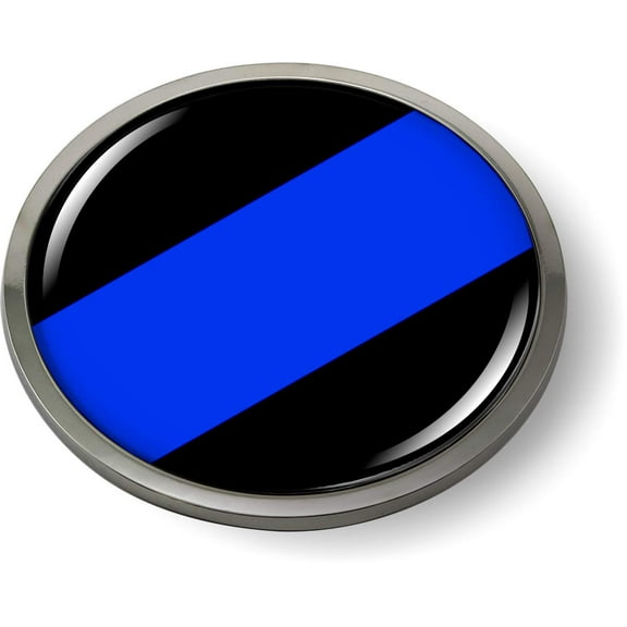 Thin Blue LINE Stripe 3D Domed Emblem Car Sticker Chrome Round Bezel
