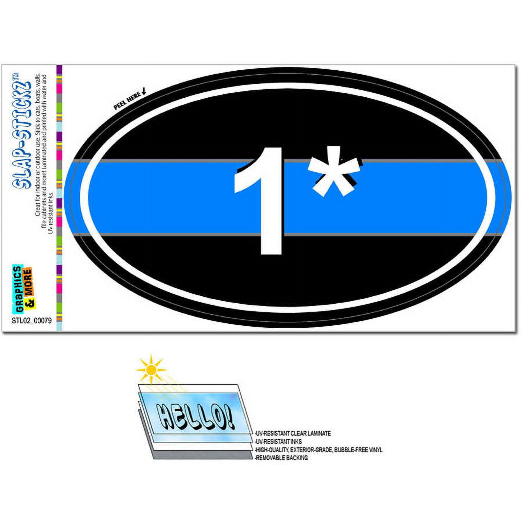 Thin Blue Line 1 One Asterisk Police Euro Oval Automotive Car Window