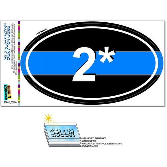 Thin Blue Line 2 Two Asterisk K-9 Unit - Police Euro Oval SLAP-STICKZ(TM) Premium Sticker