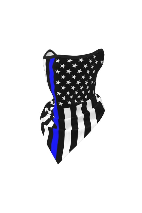 Thin Blue Line America Flag Neck Gaiter Balaclava Face Scarf Mask Quick-Dry Half Masks For Women Men Sun Protection Breathable Dustproof
