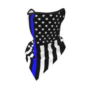 Thin Blue Line America Flag Neck Gaiter Balaclava Face Scarf Mask Quick-Dry Half Masks For Women Men Sun Protection Breathable Dustproof