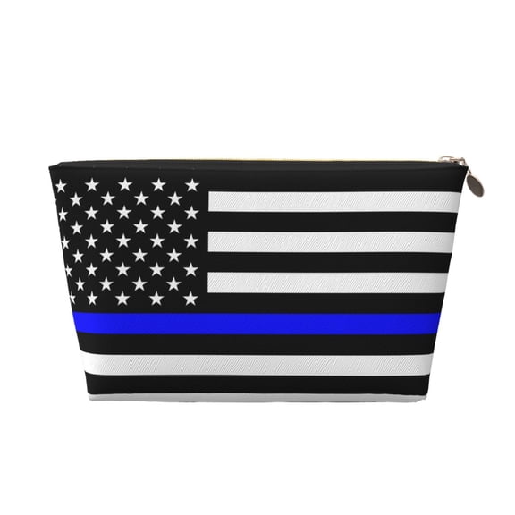 Thin Blue Line America Flag Small Purse Organizer Zipper Cosmetic Handbag Tote Pouch For Women