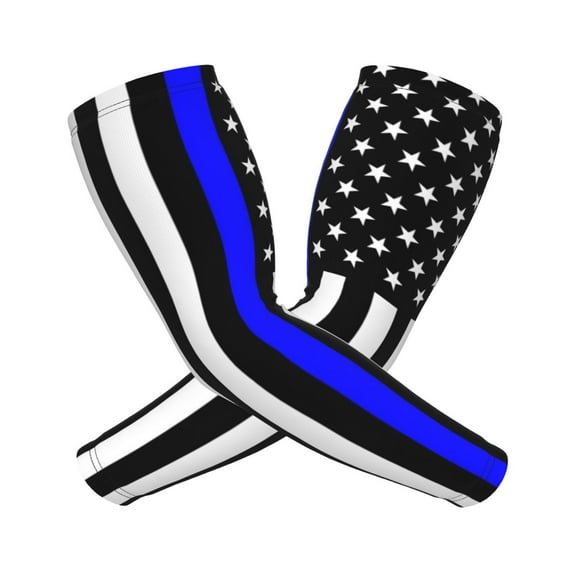 Thin Blue Line America Flag Sports Compression Arm Sleeves Football Baseball Basketball Cycling Tennis For Men Women
