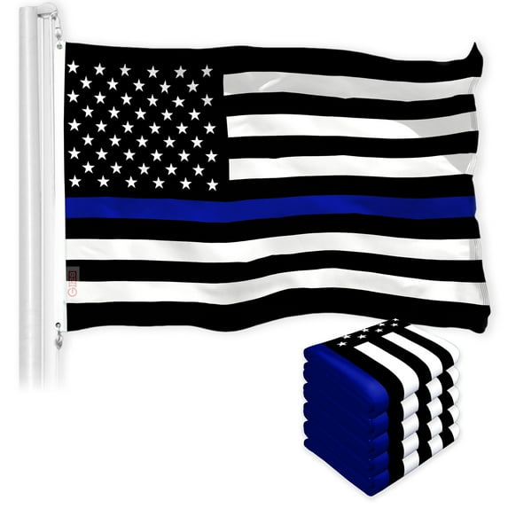 Thin Blue Line American Flag 3x5FT 5-Pack Printed 150D Polyester By G128