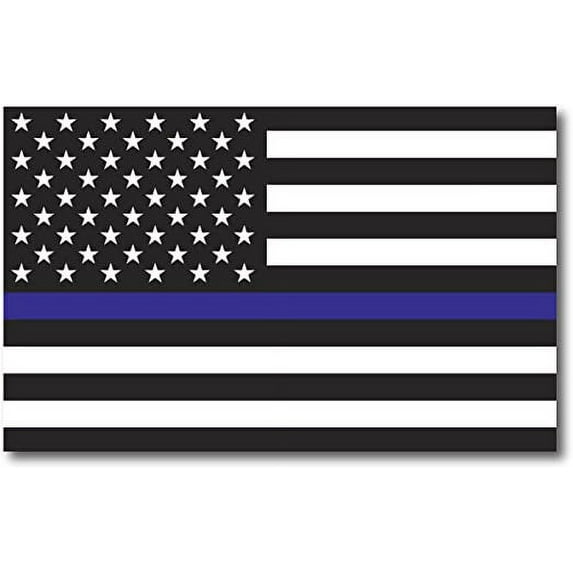 Thin Blue Line American Flag Decal 3" x 5" - in Support of Police and Law Enforcement Officers