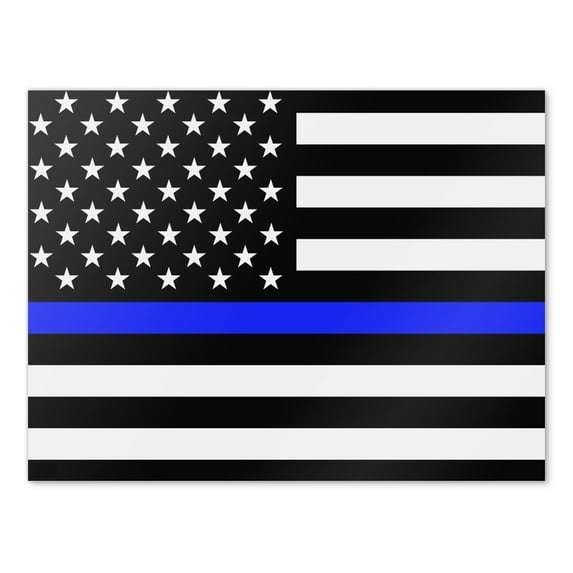 Thin Blue Line American Flag Home Business Office Sign - Poster - 18" x 24" (46cm x 61cm)