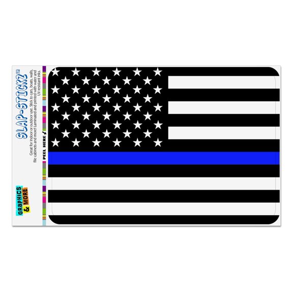 Thin Blue Line American Flag Home Business Office Sign - Window Sticker - 4" x 6" (10.2cm x 15.2cm)