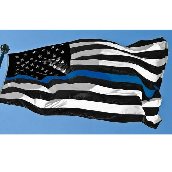 Thin Blue Line American Flag Honoring our Men and Women of Law Enforcement Grommets 5x3 feet