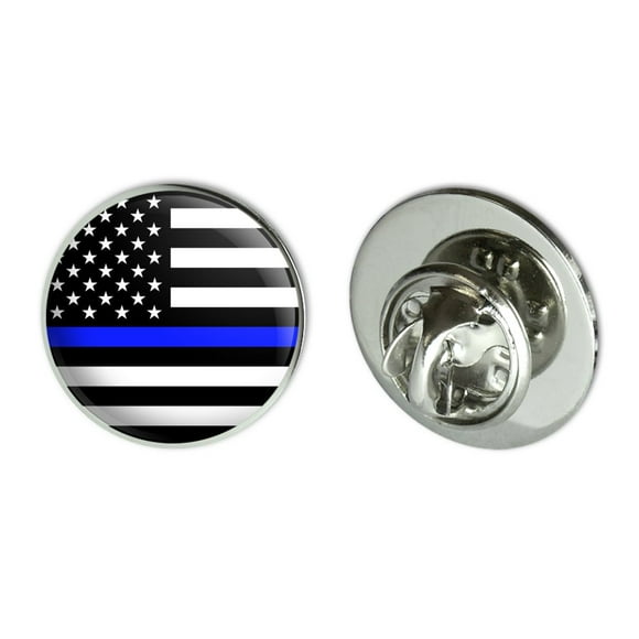 Thin Blue Line American Flag Metal 0.75" Lapel Hat Pin Tie Tack Pinback