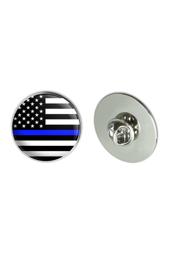 Thin Blue Line American Flag Metal 1.1" Tie Tack Hat Lapel Pin Pinback