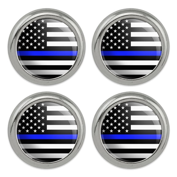 Thin Blue Line American Flag Metal Craft Sewing Novelty Buttons - Set of 4