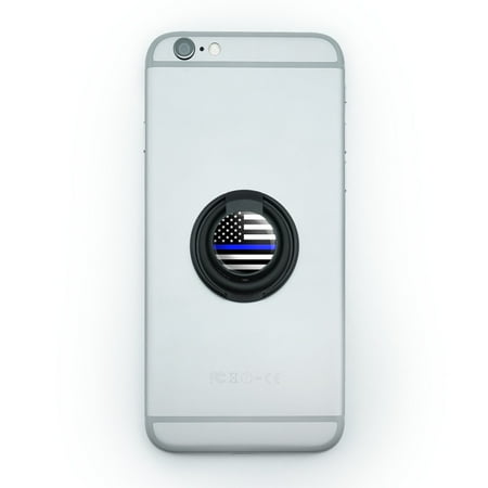 Thin Blue Line American Flag Mobile Smart Phone Finger Ring Grip Holder Stand