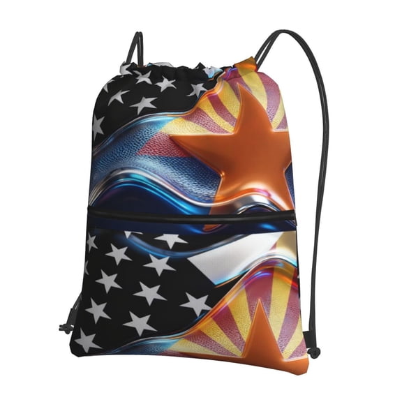 Thin Blue Line Arizona Flag Drawstring Backpack Bag Water Resistant Yoga Shopping Cinch Bag Sackpack For Men Women