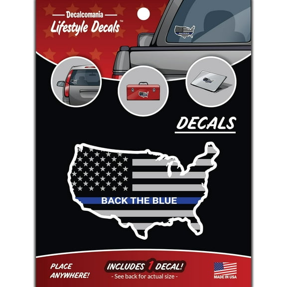 Thin Blue Line Back The Blue United States Decal - Police Car Sticker Vinyl Decal for Truck Window Bumper Laptop
