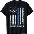 thumbnail image 1 of Thin Blue Line Back the Blue American Flag Police Support T-Shirt, 1 of 3