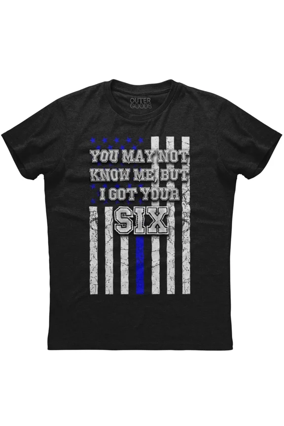 Thin Blue Line Banner I Got Your Six Police Support US Banner Unisex T-Shirt, up to Size 5XL