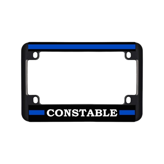 Thin Blue Line Constable Police Style Police Motorcycle Metal License Plate Frame Personalized/Motorcycle Accessories (Black/Black/White)