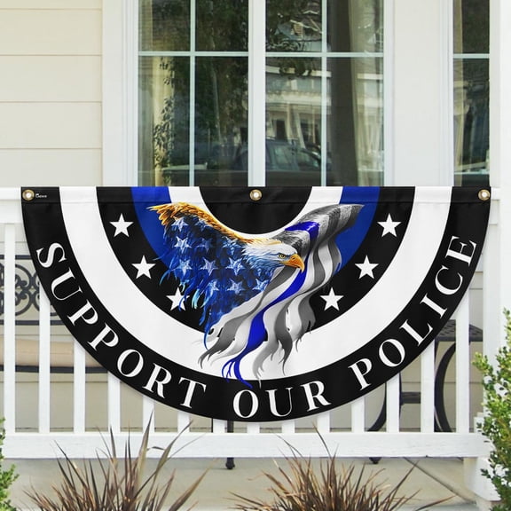 Thin Blue Line Eagle Back The Blue Law Enforcement Fan Flag 18x36in