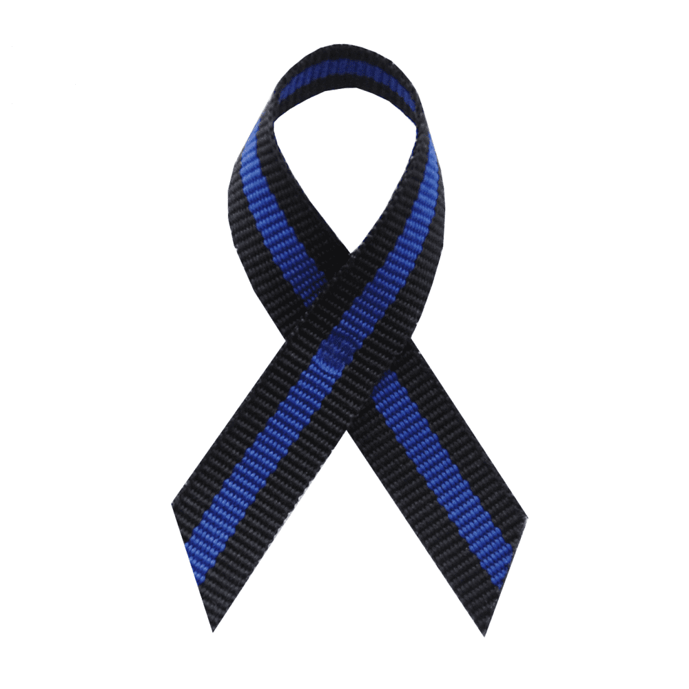 Thin Blue Line Fabric Awareness Ribbons - Bag of 250 Lapel Ribbons w/ Clutch Pins