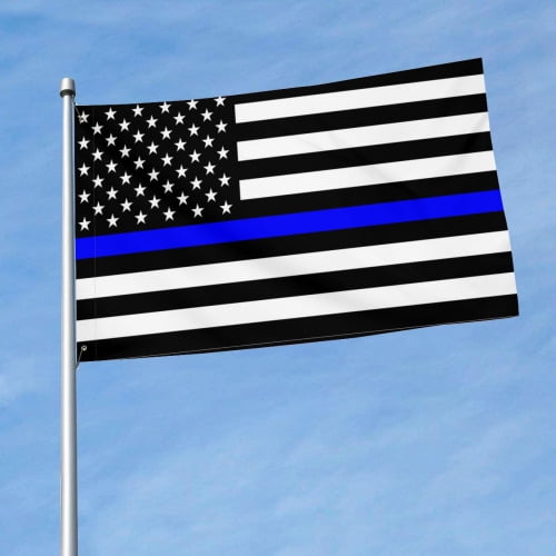 Thin Blue Line Flag 3x5 Outdoor Double Sided Police USA Flag American Lives Matter Flags Banners with 2 Metal Grommets for Indoor Outside Decor