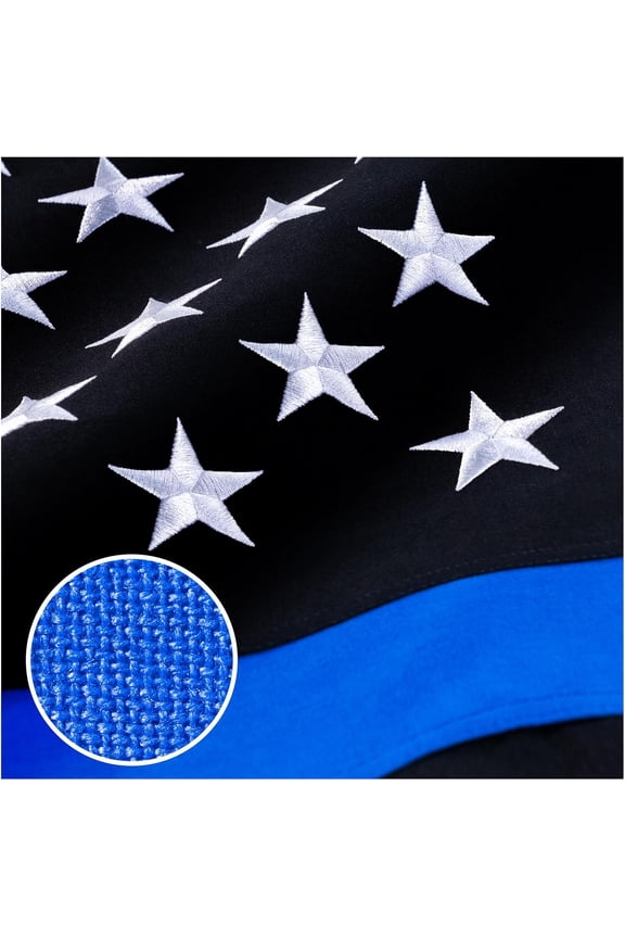 Thin Blue Line Flag 3x5 ft Deluxe Super Tough Series, Heavy Duty Spun Polyester, Back Police Flag High Wind, Durable Blue American Law Enforcement Flags for Outdoor Outside