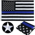 thumbnail image 1 of Thin Blue Line Flag 4x6 ft, American Police Flag for Outside with Embroidered Stars, Back The Blue Flags, USA Blue Line Flag Banner with 2 Brass Grommets for Law Enforcement Officers, 1 of 5