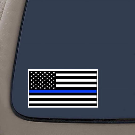 Thin Blue Line Flag Decal | 5-Inch By 3-Inch **2-Pack** Car Truck Van SUV Laptop Macbook Wall Decals
