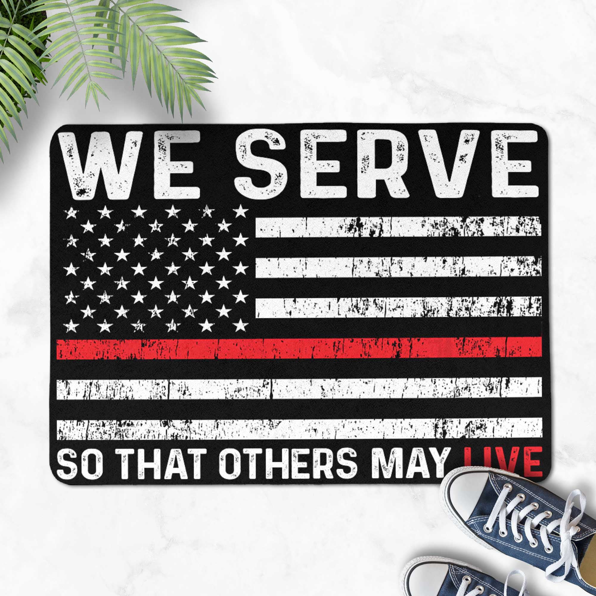 Thin Blue Line Flag Doormat with Bold Duty Message, Law Enforcement ...