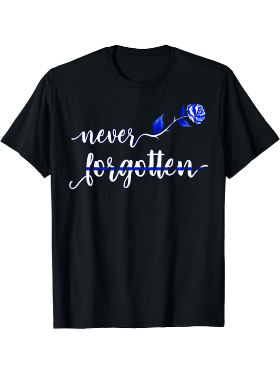 Thin Blue Line Flag Law Enforcement Officer Never forgotten T-Shirt