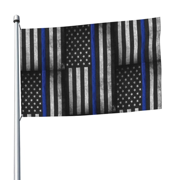 Thin Blue Line Flag Pattern Flag 5x8 Ft Print Vivid Color Light-Weighted Flags With Grommets