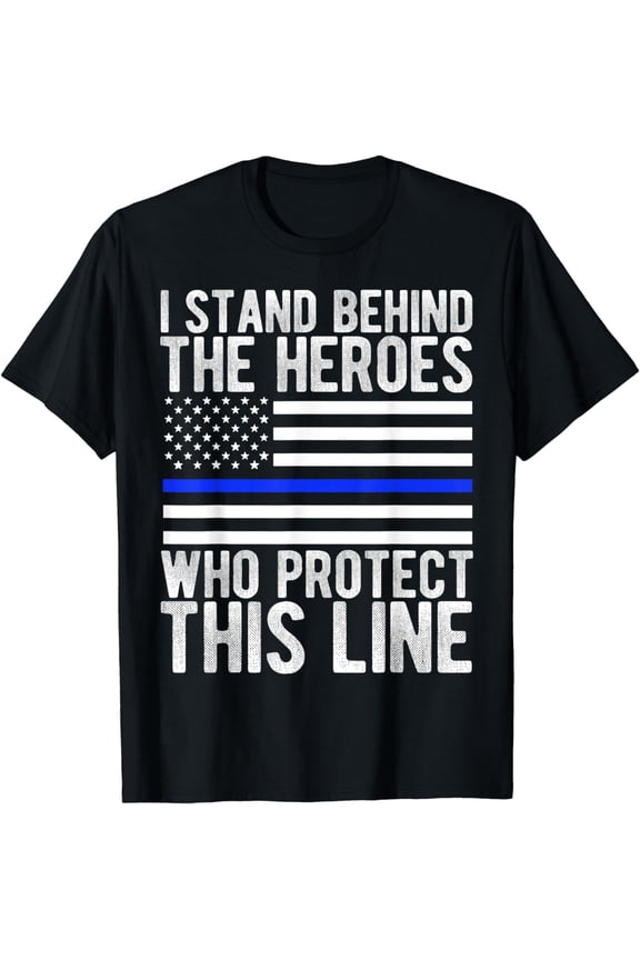 Thin Blue Line Flag - Police Hero Law Enforcement Support T-Shirt
