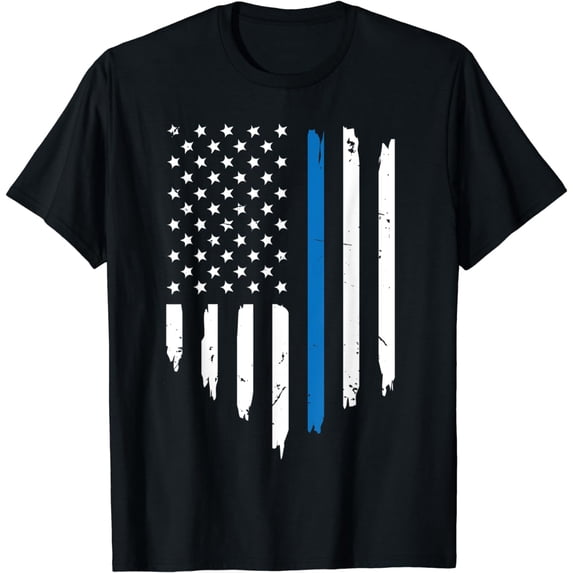 Thin Blue Line Flag Pro Police Officer Support Policeman T-Shirt