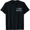 thumbnail image 1 of Thin Blue Line Flag T-Shirt, Police Pocket Size Flag T-Shirt100% cotton short-sleeved shirt for both men and women, 1 of 6