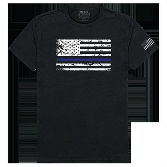 Thin Blue Line Flag Tactical Graphics Tee, Black - Large