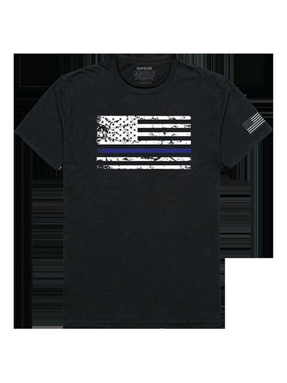 Thin Blue Line Flag Tactical Graphics Tee, Black - Large