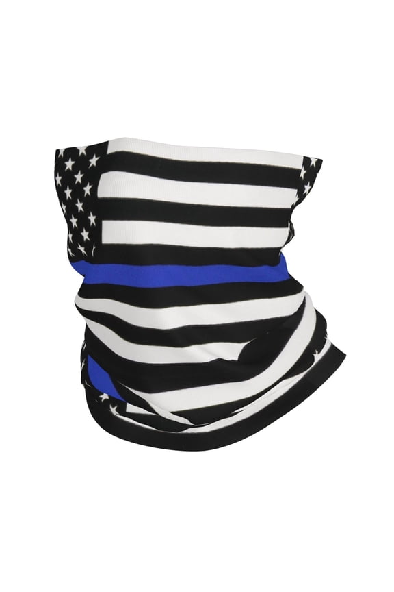Thin Blue Line Flagneck Gaiter Elastic Balaclavas Face Mask Versatile Bandana For Men Women