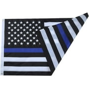 Thin Blue Line Flags 3x5 FT Outdoor Heavy Duty, Black and Blue American Police Flag Honoring Law Enforcement Officers, Embroidered Stars - Sewn Stripes - Brass Grommets - UV Protection