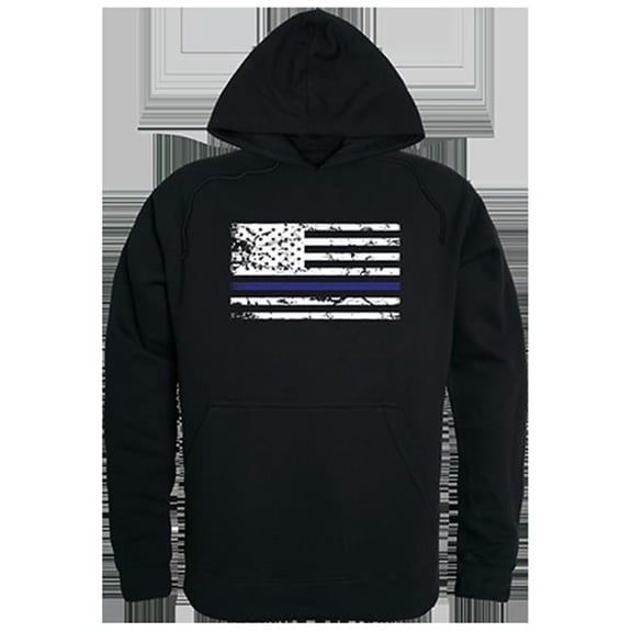 Thin Blue Line Graphic Pullover Hoodie, Black - 2X