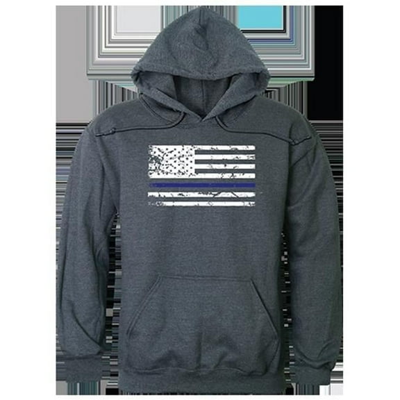 Thin Blue Line Graphic Pullover Sweatshirt, Heather Charcoal - 2XL