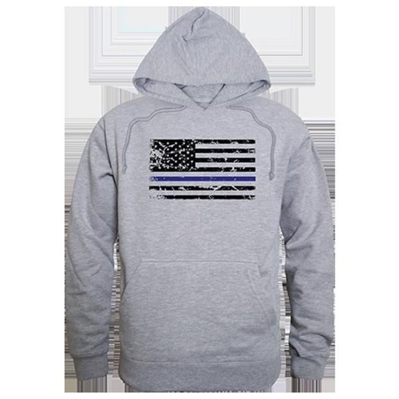 Thin Blue Line Graphic Pullover Sweatshirt, Heather Gray - Extra Large