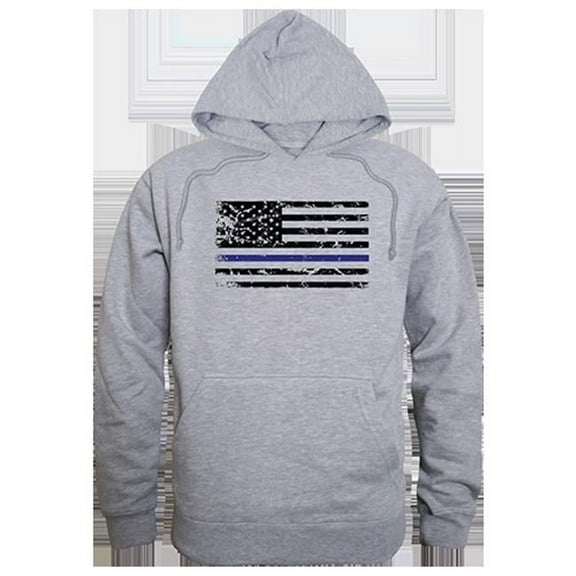 Thin Blue Line Graphic Pullover Sweatshirt, Heather Gray - Small