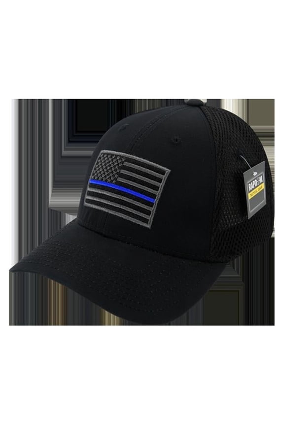 Thin Blue Line Graphic Ripstop AirMesh Cap, Black - One Size