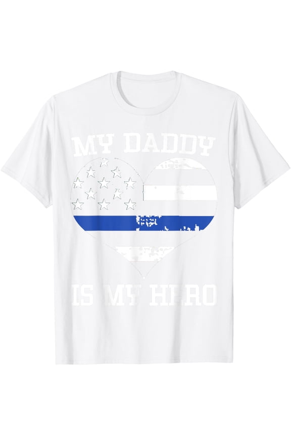 Thin Blue Line Heart Flag Police Officer Support Shirt T-ShirtMen's and women's pure cotton short-sleeved shirts