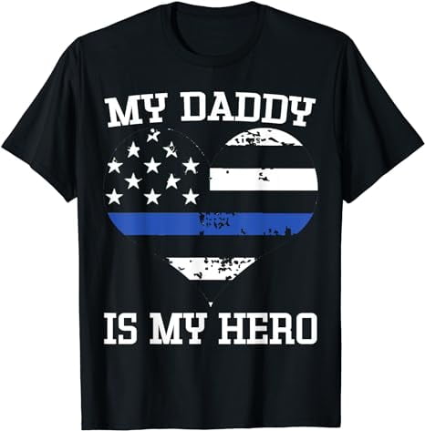 Thin Blue Line Heart Flag Police Officer Support Shirt - Walmart.com