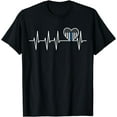 thumbnail image 1 of Thin Blue Line Heartbeat Heart Flag Pro Police Officer Pride T-Shirt, 1 of 4