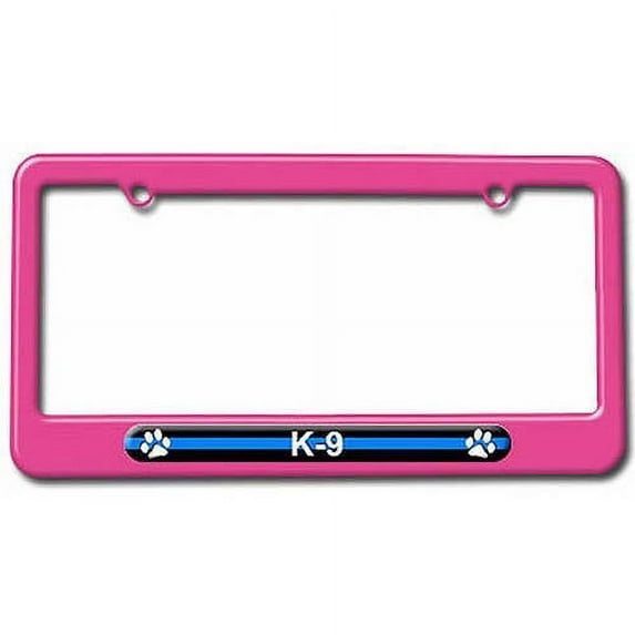 Thin Blue Line K-9 Unit Paw Prints, Police License Plate Tag Frame, Multiple Colors