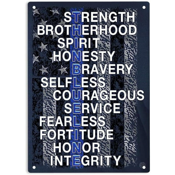Thin Blue Line Law Enforcement Gear Sign Metal Tin Sign, Law Enforcement Poster for Home Office Garden Bars Pub Man Cave Wall Decor Plaque Sign 12x8 Inch