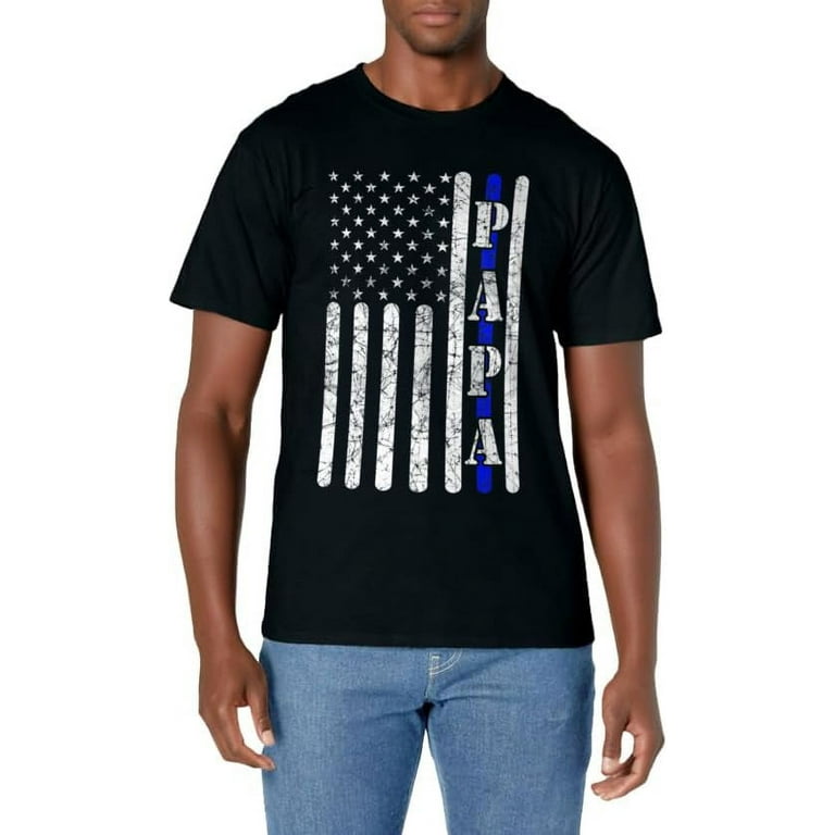 Thin Blue Line Father's Day Shirt American Flag Papa Tee Thin Blue Line Father's Day Shirt American Flag Papa Tee