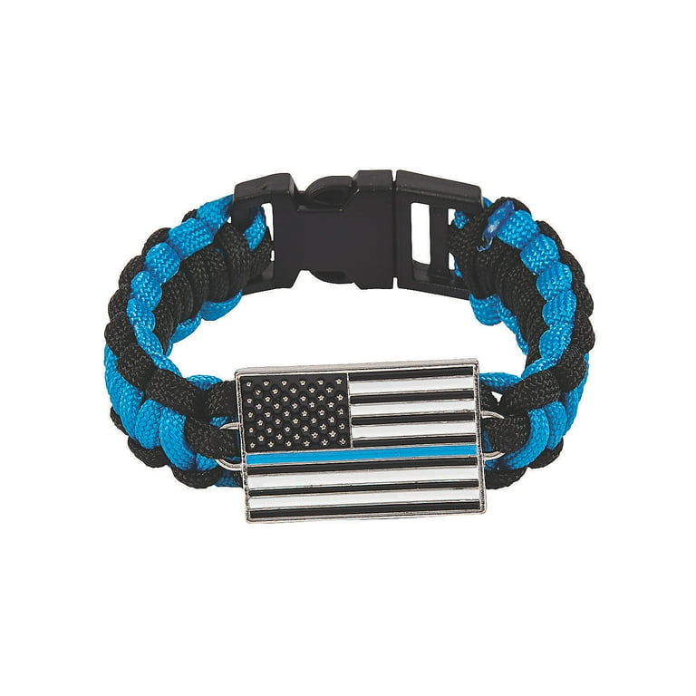 Thin Blue Line Paracord Bracelet - Party Favors - 6 Pieces