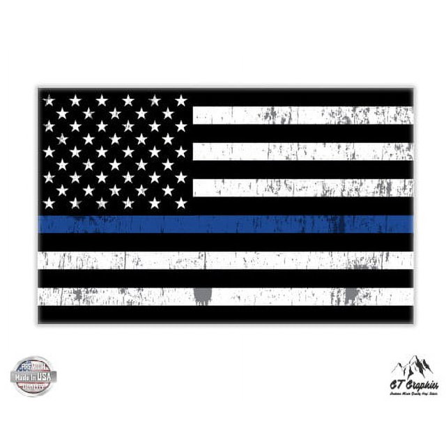 Reflective Thin Blue Line American Flag Decals – Hard Hat Stickers Vinyl USA
